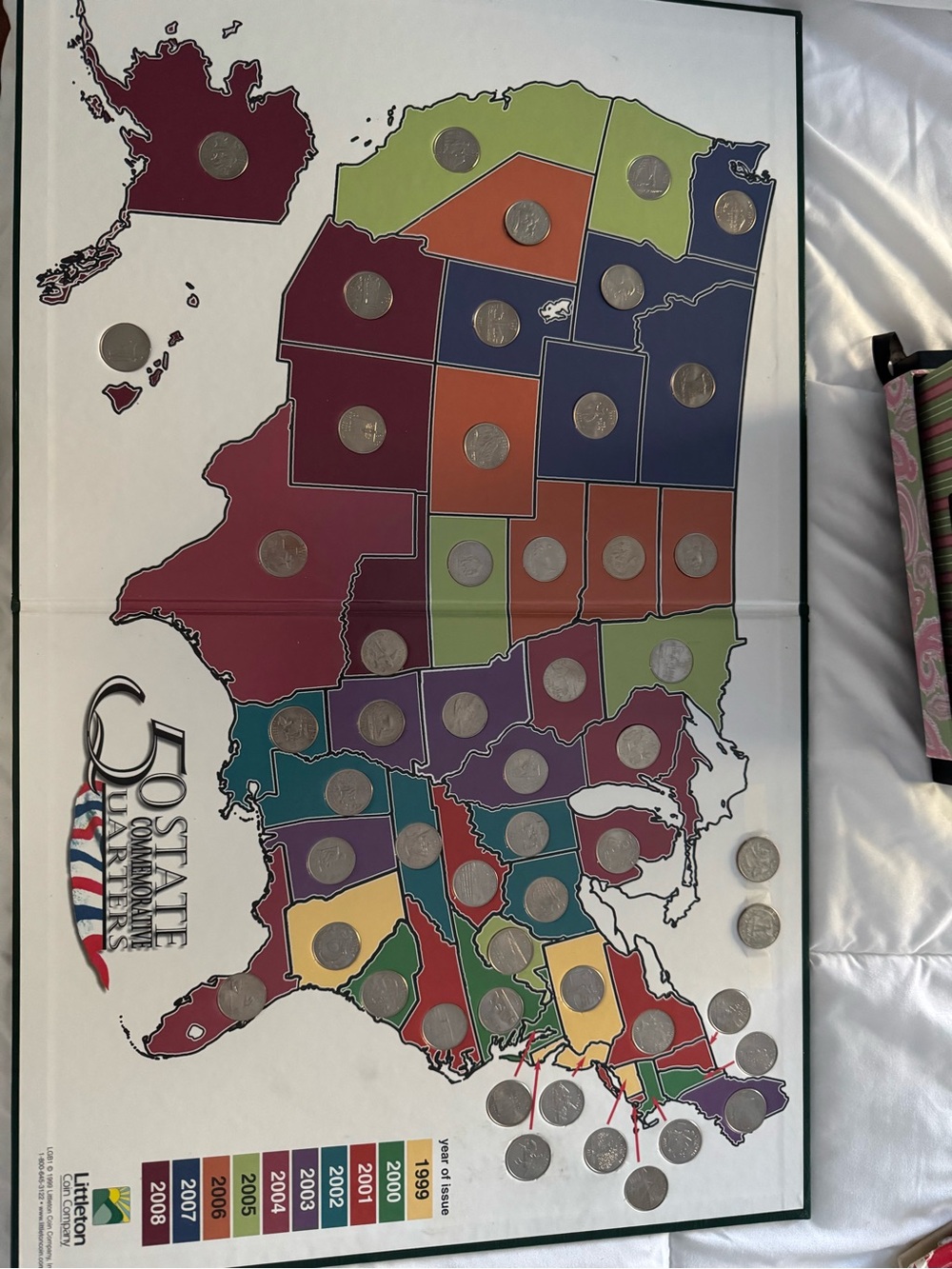 State Quarters Collector Map - Multi Color